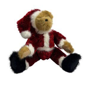 Boyds Bear Santa Bearhugs Articulated Stuffed Teddy Bear Christmas Glitter VTG
